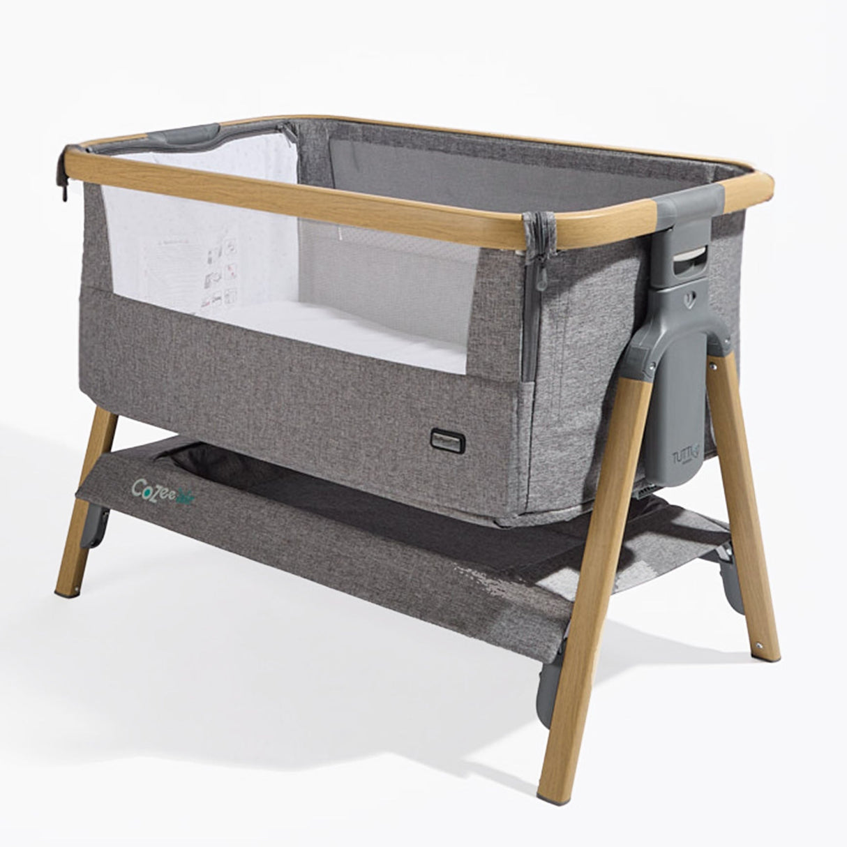 Tutti Bambini CoZee Air Bedside Crib - Oak & Charcoal