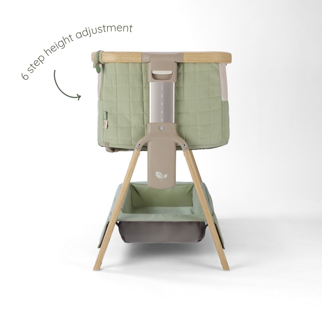 Tutti Bambini CoZee Sense Bedside Crib - Drifted Oak / Eucalyptus