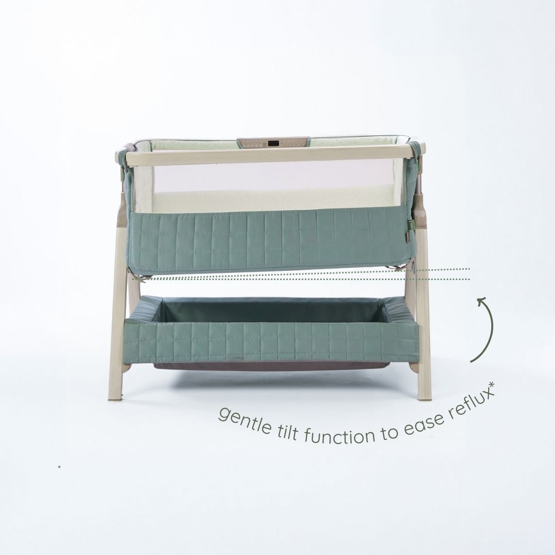 Tutti Bambini CoZee Sense Bedside Crib - Whitewash / Kelp