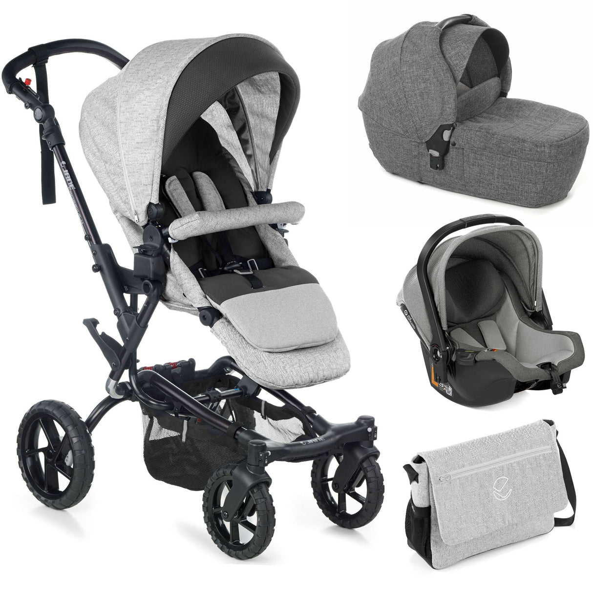 Jané Crosswalk-R All-Terrain Travel System with Carrycot & Koos iSize R1, Tech Mouse / Black Grey
