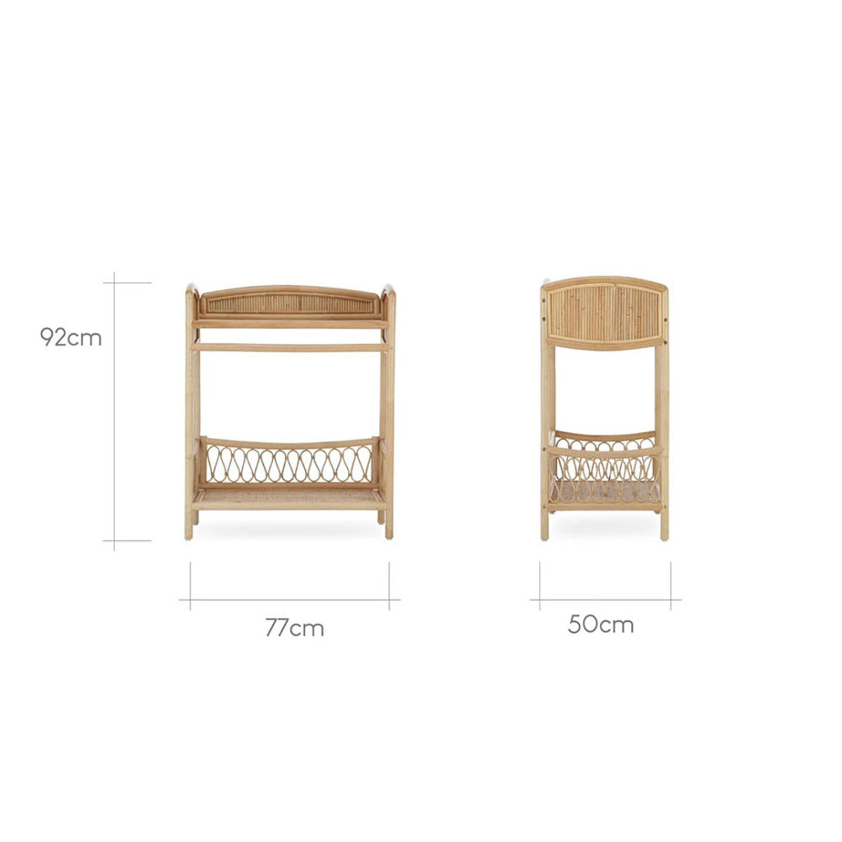 CuddleCo Aria Wave Changer with Hanging Rail - Rattan