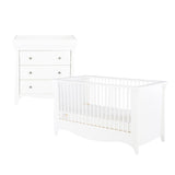 CuddleCo Clara 2 Piece Nursery Furniture Set (Cot Bed & Dresser) - White