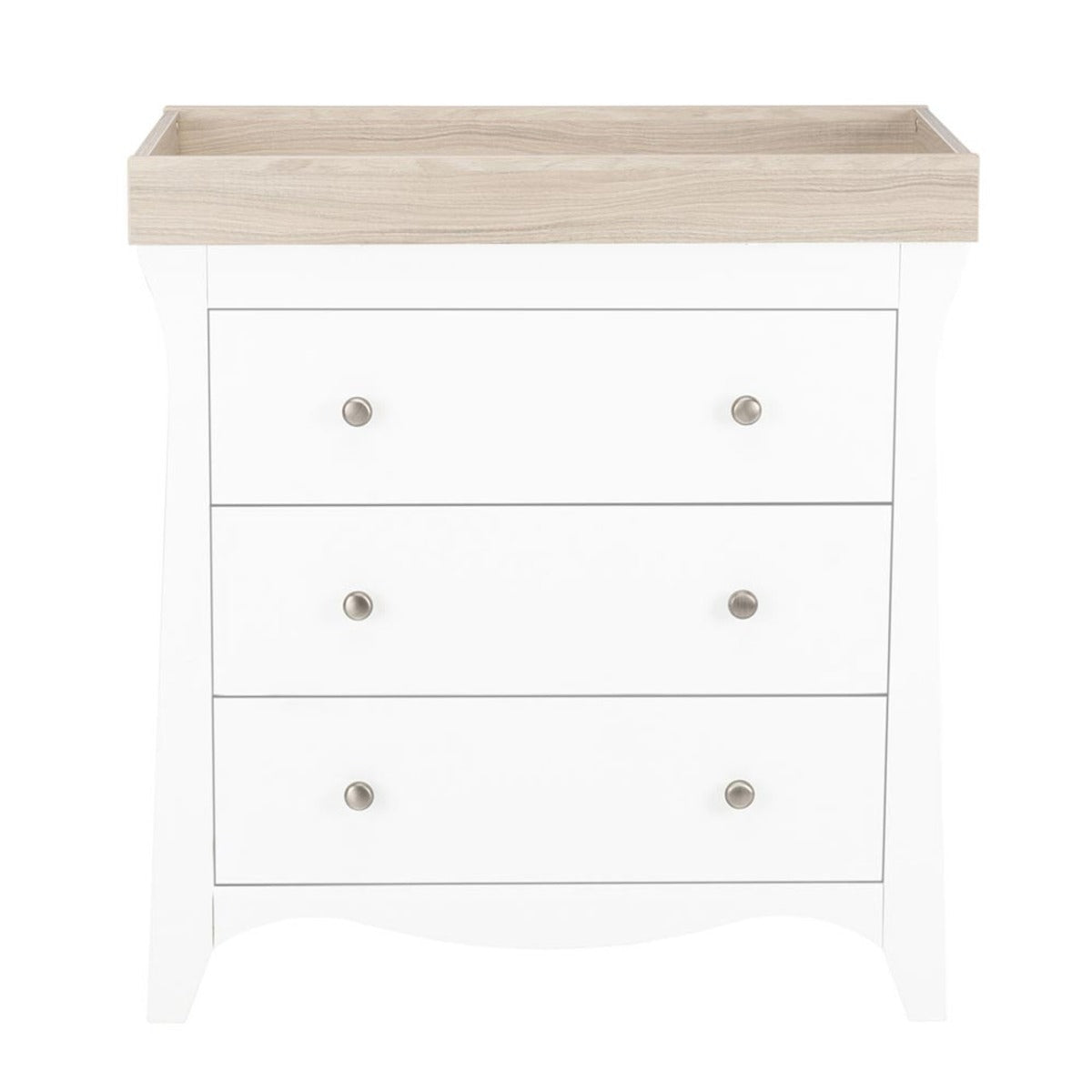 CuddleCo Clara 3 Piece Nursery Furniture Set (Cot Bed, Dresser & Wardrobe) - White and Ash