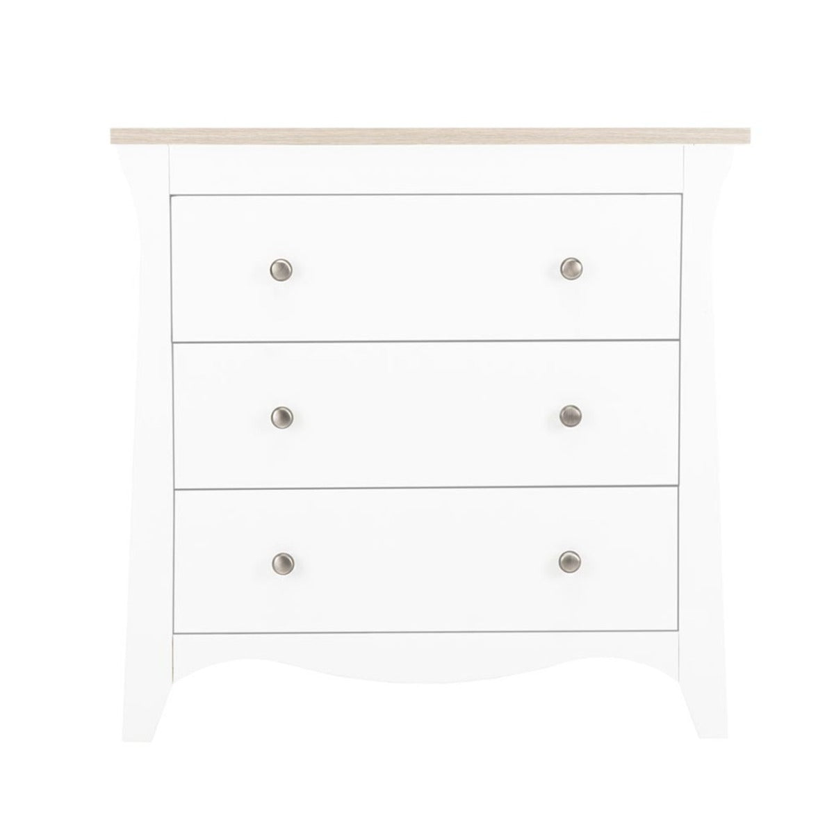 CuddleCo Clara 3 Piece Nursery Furniture Set (Cot Bed, Dresser & Wardrobe) - White and Ash