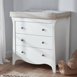 CuddleCo Clara 3 Piece Nursery Furniture Set (Cot Bed, Dresser & Wardrobe) - White and Ash