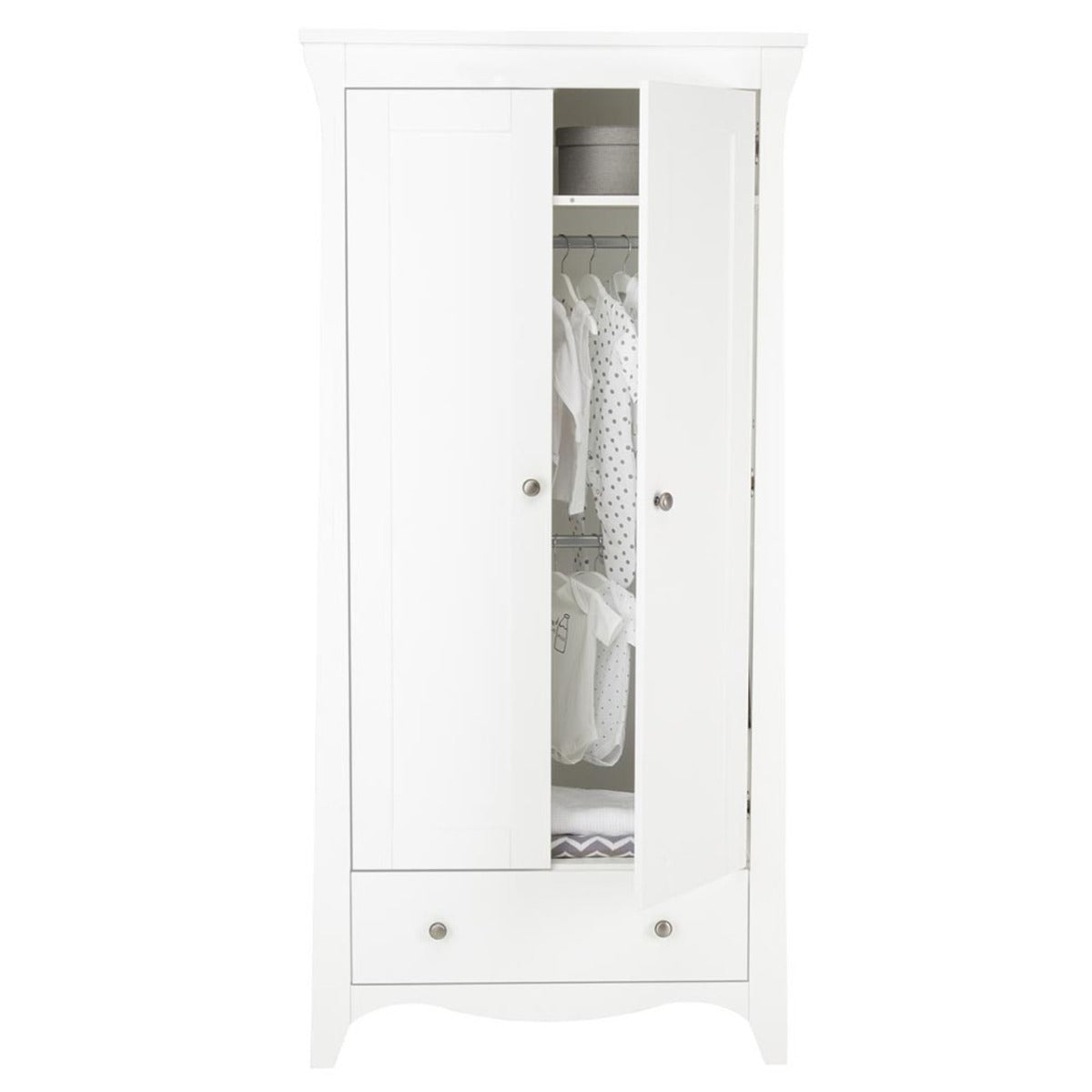 CuddleCo Clara 3 Piece Nursery Furniture Set (Cot Bed, Dresser & Wardrobe) - White