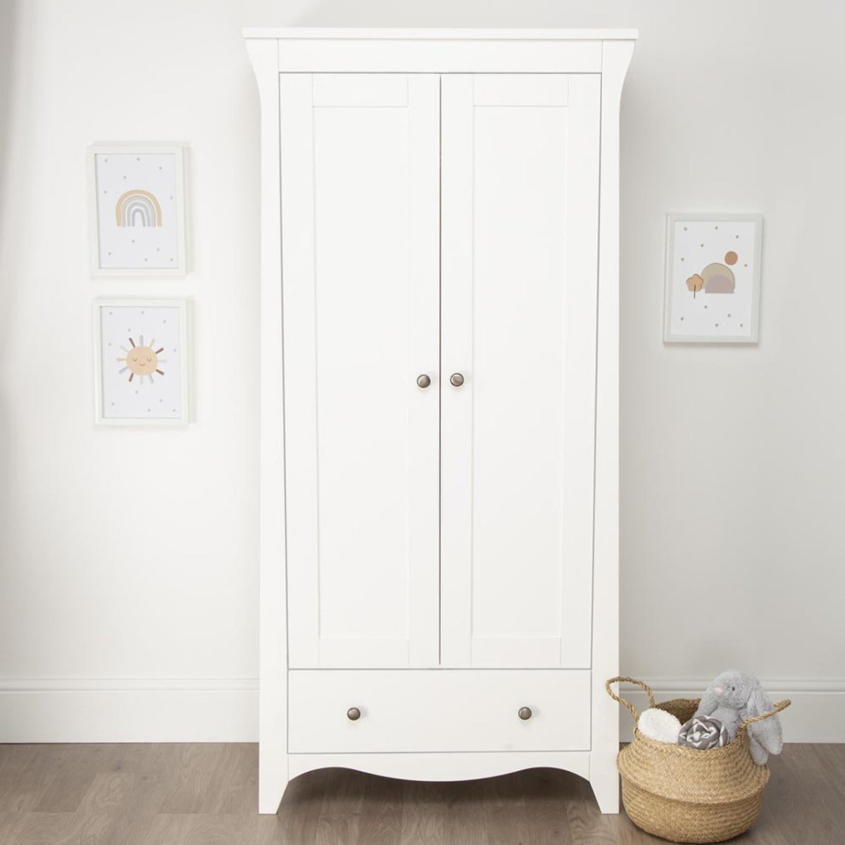 CuddleCo Clara 2 Door Double Wardrobe - White