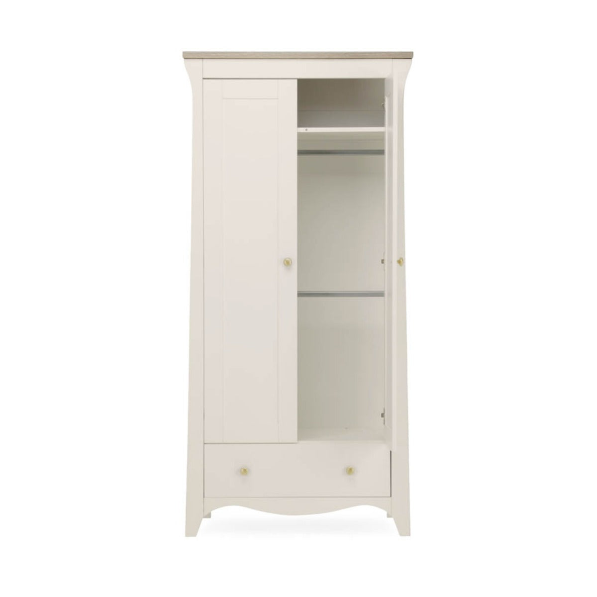 CuddleCo Clara 3 Piece Nursery Furniture Set (Cot Bed, Dresser & Wardrobe) - Cashmere and Ash