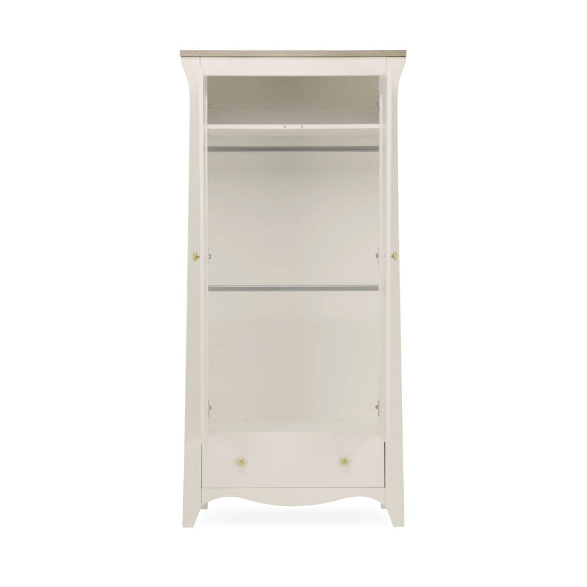 CuddleCo Clara 3 Piece Nursery Furniture Set (Cot Bed, Dresser & Wardrobe) - Cashmere and Ash
