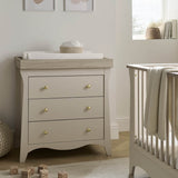CuddleCo Clara 3 Piece Nursery Furniture Set (Cot Bed, Dresser & Wardrobe) - Cashmere and Ash