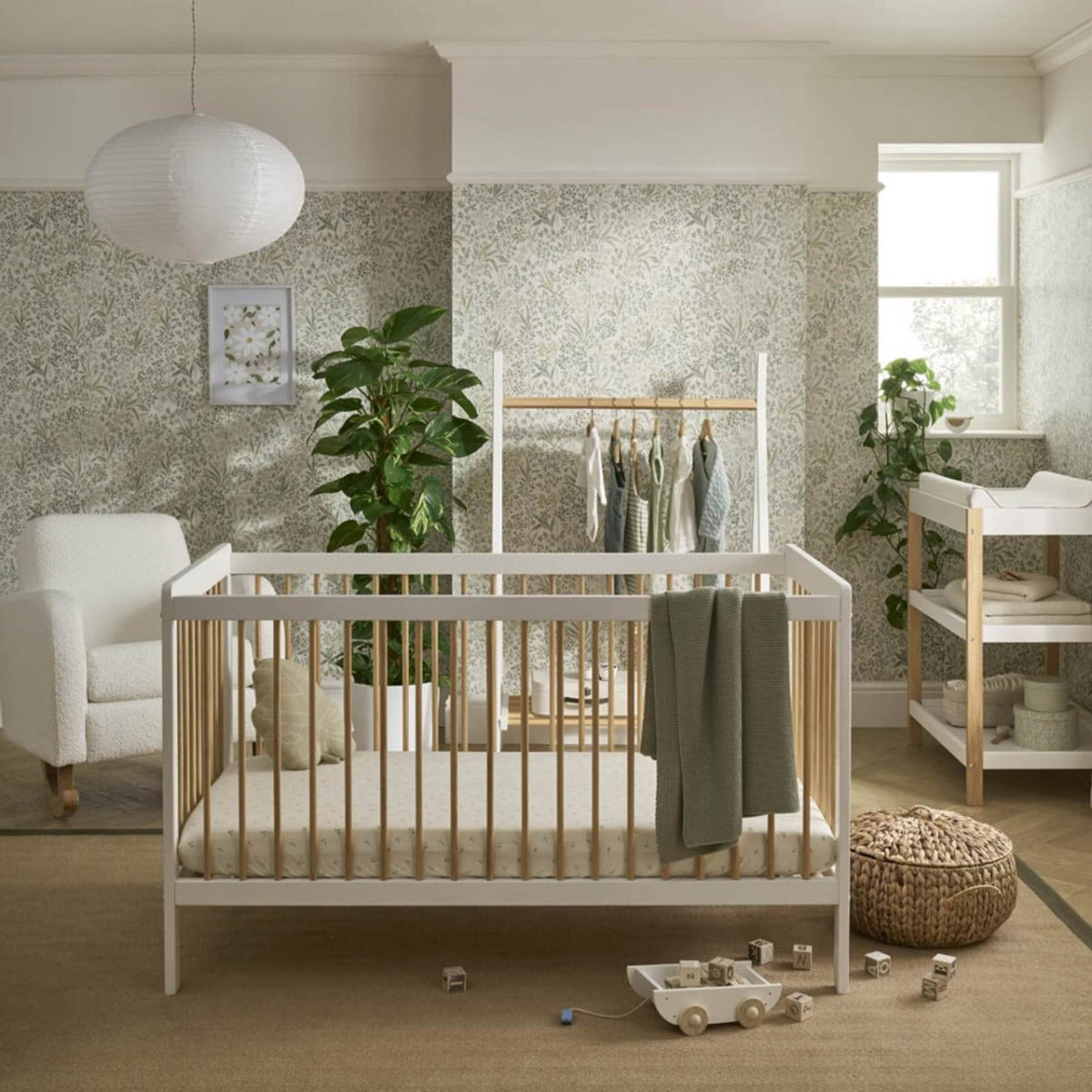 CuddleCo Nola 3 Piece Nursery Furniture Set - White and Natural