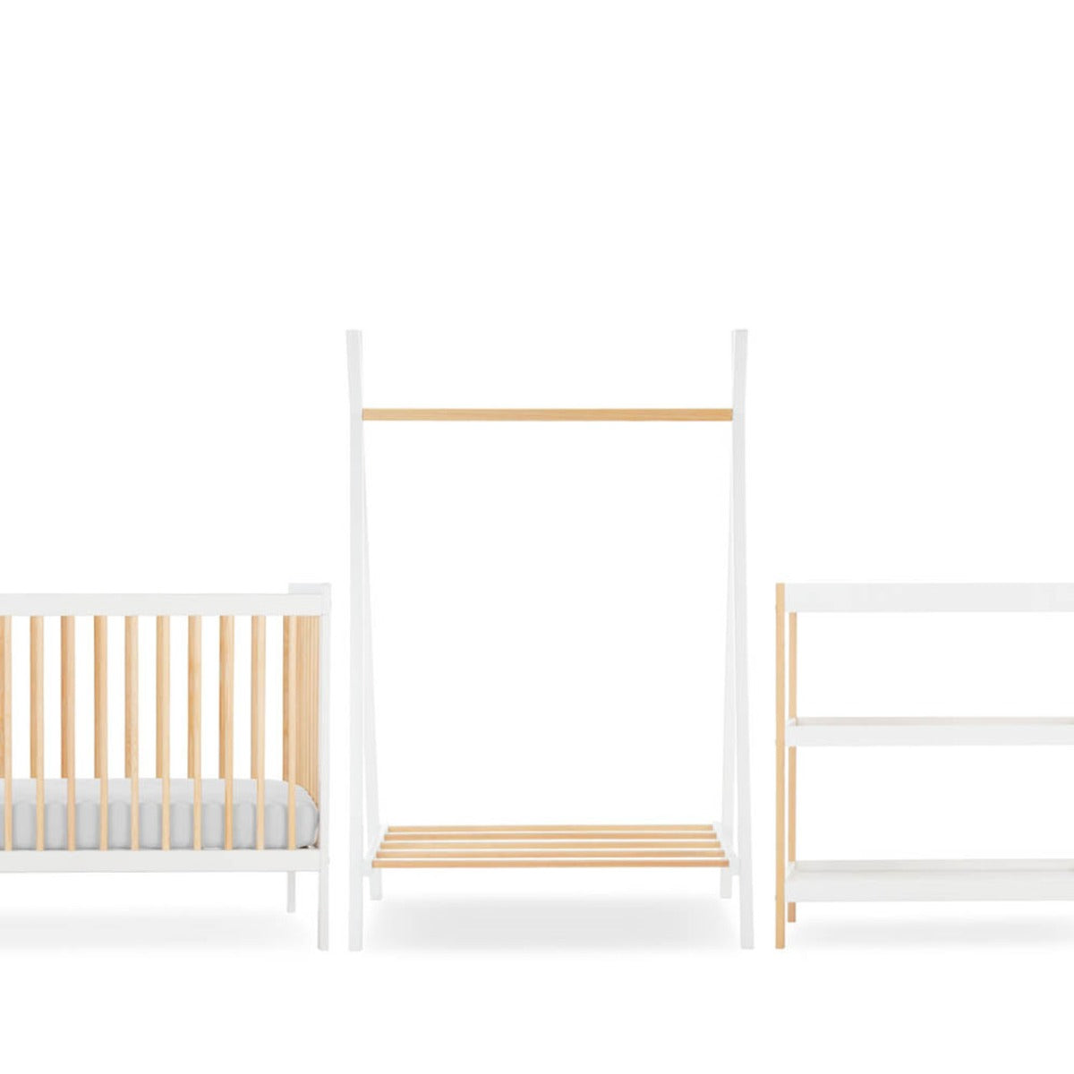 CuddleCo Nola 3 Piece Nursery Furniture Set - White and Natural