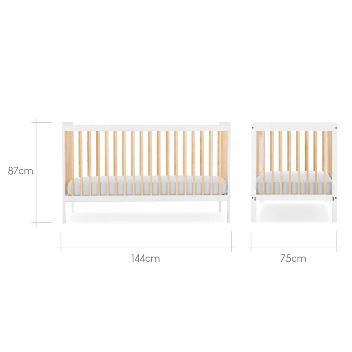 CuddleCo Nola Cot Bed - White and Natural