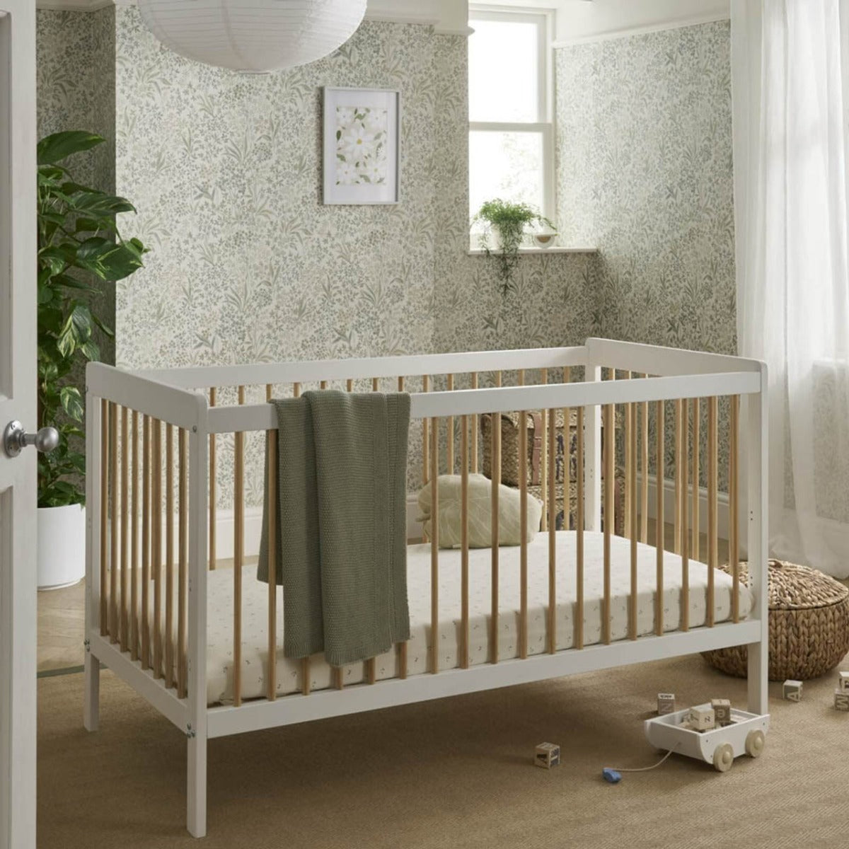 CuddleCo Nola Cot Bed - White and Natural