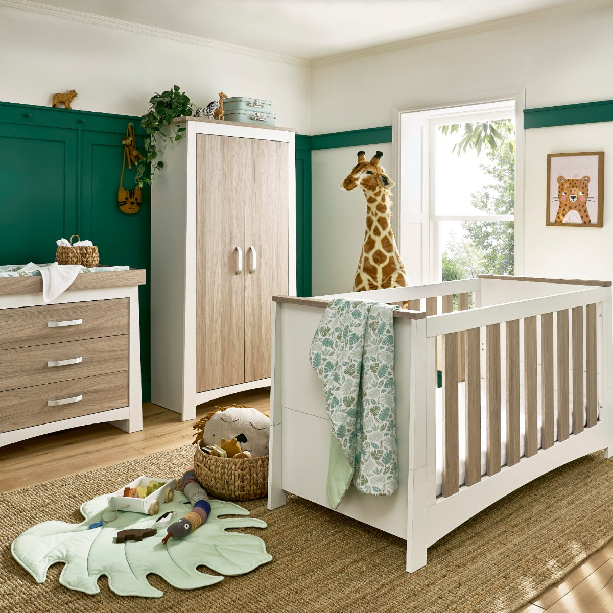 CuddleCo Ada 3 Piece Nursery Furniture Set – White and Ash