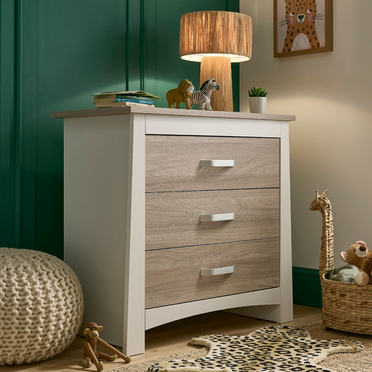 CuddleCo Ada 3 Piece Nursery Furniture Set – White and Ash
