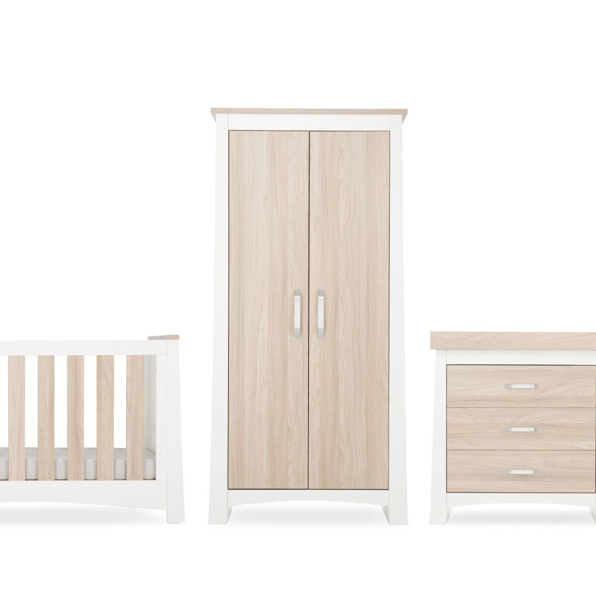 CuddleCo Ada 3 Piece Nursery Furniture Set – White and Ash