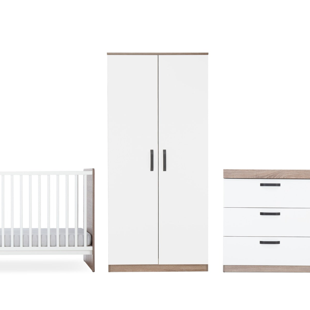 CuddleCo Enzo 3 Piece Nursery Furniture Set - Oak and White