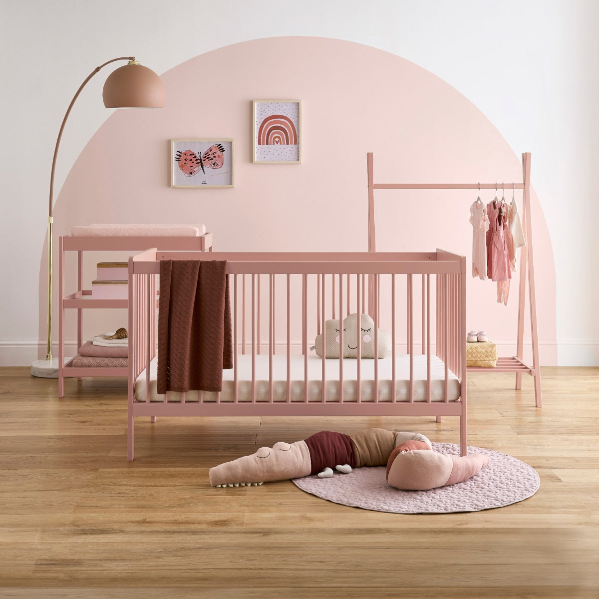 CuddleCo Nola 3 Piece Nursery Furniture Set - Soft Blush