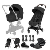 Cybex COYA Fold Cot Travel System Bundle - Style Sepia Black & Chrome Brown Frame