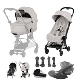 Cybex Coya Fold Cot Travel System Bundle - Style City Grey with Matt Black Frame