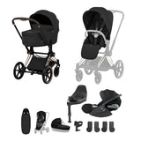 Cybex PRIAM Fold Cot Ultimate Travel System Bundle - Comfort Sepia Black & Matt Black Frame