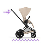 Cybex e-Priam Comfort Set  (Pushchair & Carrycot) - Cozy Beige with Matt Black Frame