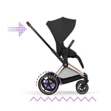 Cybex e-Priam Comfort Set  (Pushchair & Carrycot) - Sepia Black with Rose Gold Frame