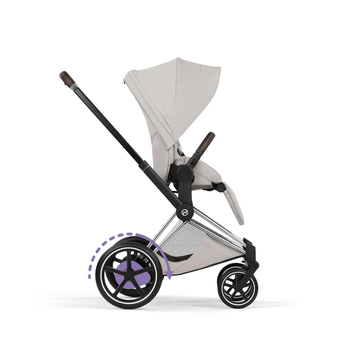Cybex ePriam Style Pushchair - City Grey with Chrome Brown Frame
