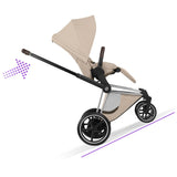 Cybex ePriam Style Pushchair - Cozy Beige with Chrome Brown Frame