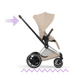 Cybex ePriam Style Pushchair - Cozy Beige with Chrome Brown Frame