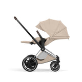 Cybex ePriam Style Pushchair - Cozy Beige with Chrome Brown Frame