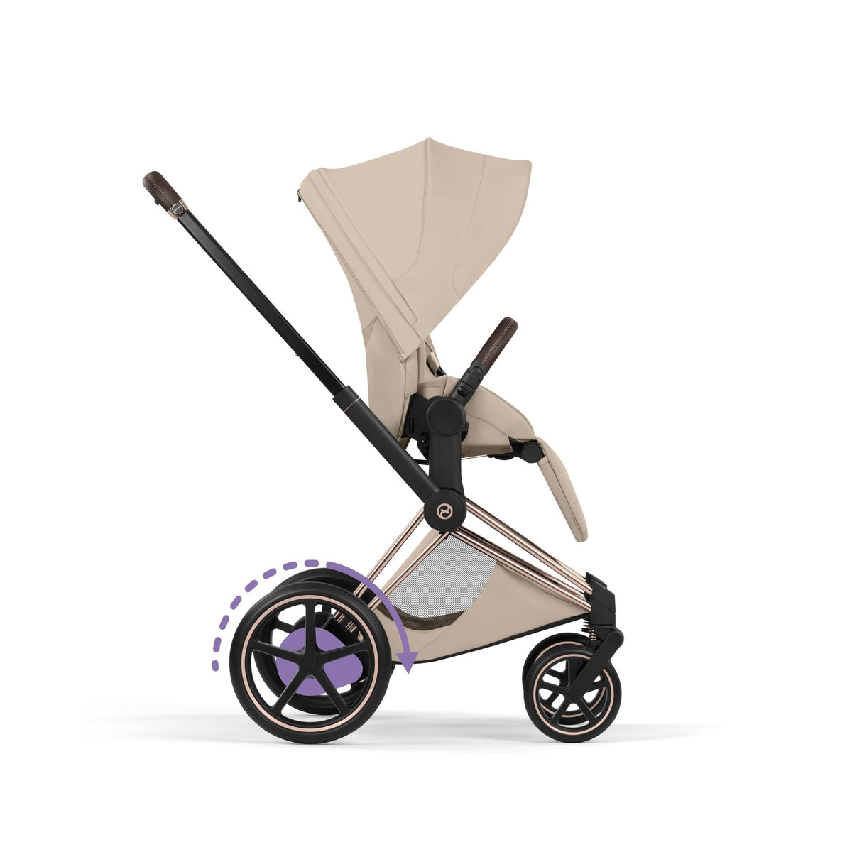 Cybex ePriam Style Pushchair - Cozy Beige with Rose Gold Frame