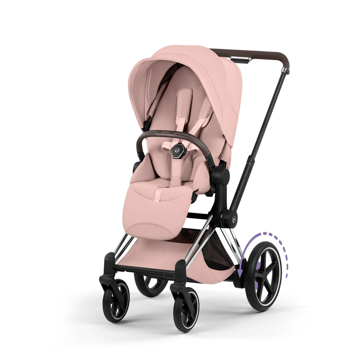 Cybex ePriam Style Pushchair - Peach Pink with Chrome Brown Frame