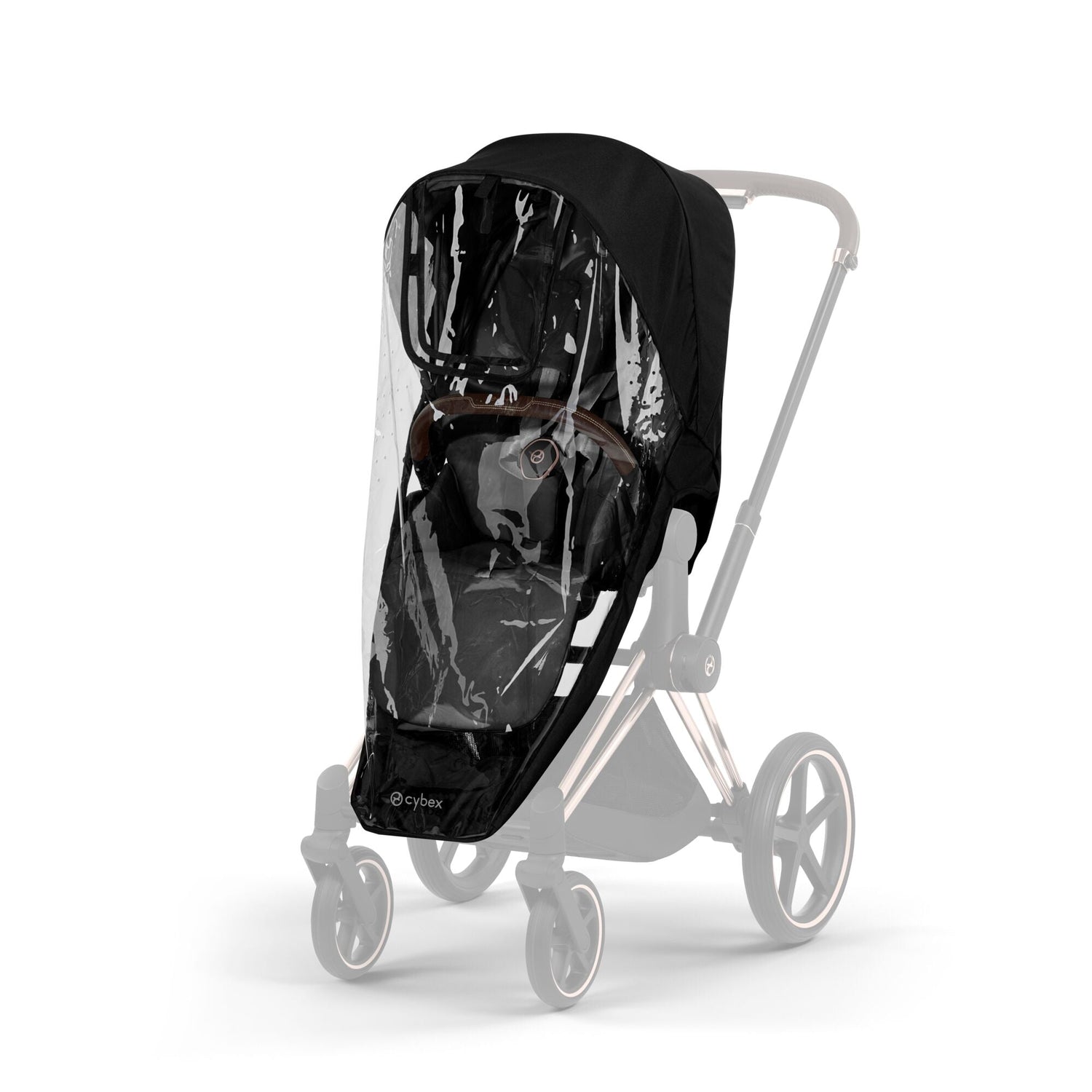 Cybex PRIAM Fold Cot Travel System Bundle - Comfort Sepia Black & Rose Gold Frame