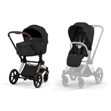 Cybex PRIAM Fold Cot Travel System Bundle - Comfort Sepia Black & Rose Gold Frame
