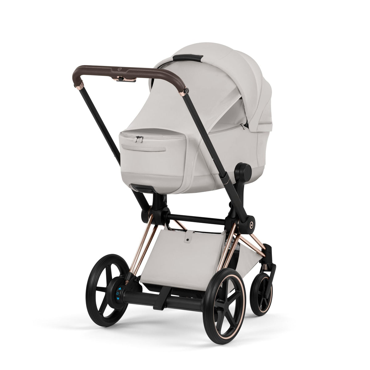 Cybex e-PRIAM Fold Cot Travel System Bundle - Style City Grey & Chrome Brown Frame