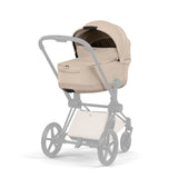Cybex e-PRIAM Fold Cot Travel System Bundle - Style Cozy Beige & Chrome Brown Frame