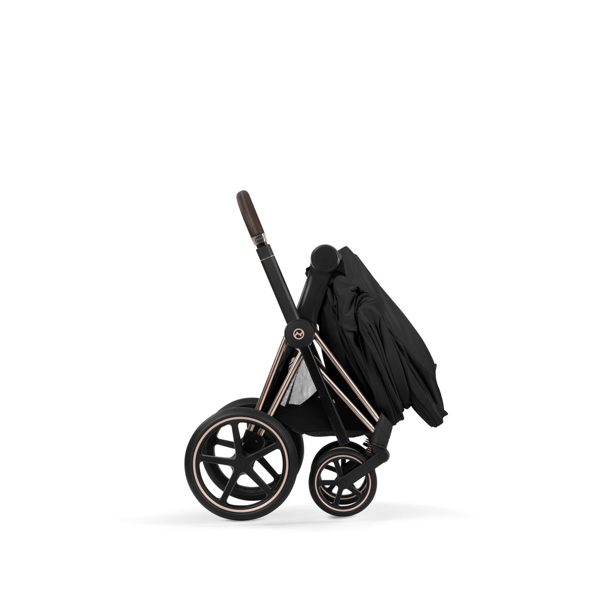 Cybex e-PRIAM Fold Cot Accessory Bundle - Style Sepia Black & Chrome Brown Frame
