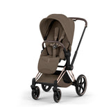 Cybex PRIAM Fold Cot Travel System Bundle - Style Coconut Brown & Rose Gold Frame