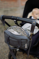 Ralphie Bear Quilted Changing Stroller Bag -Slate/Wildflower