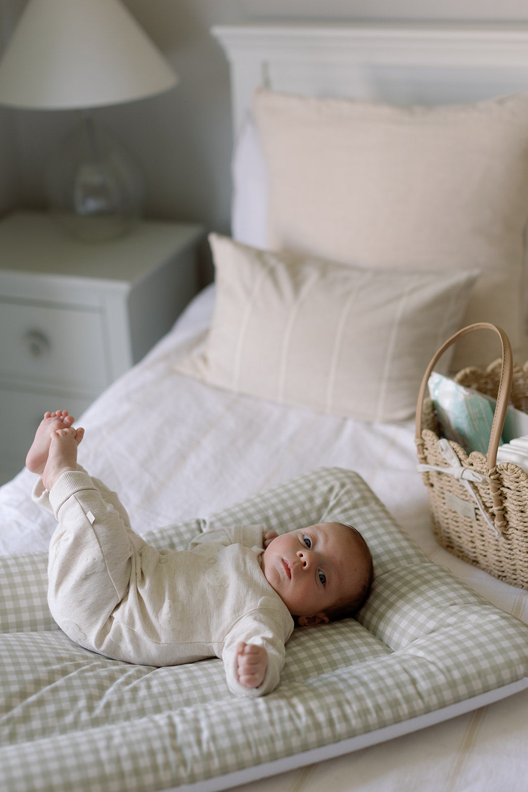 Gingham Sage Comfort Changing Mat