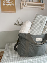 Gingham Sage Green Anti Roll Wedge Baby Changing Mat