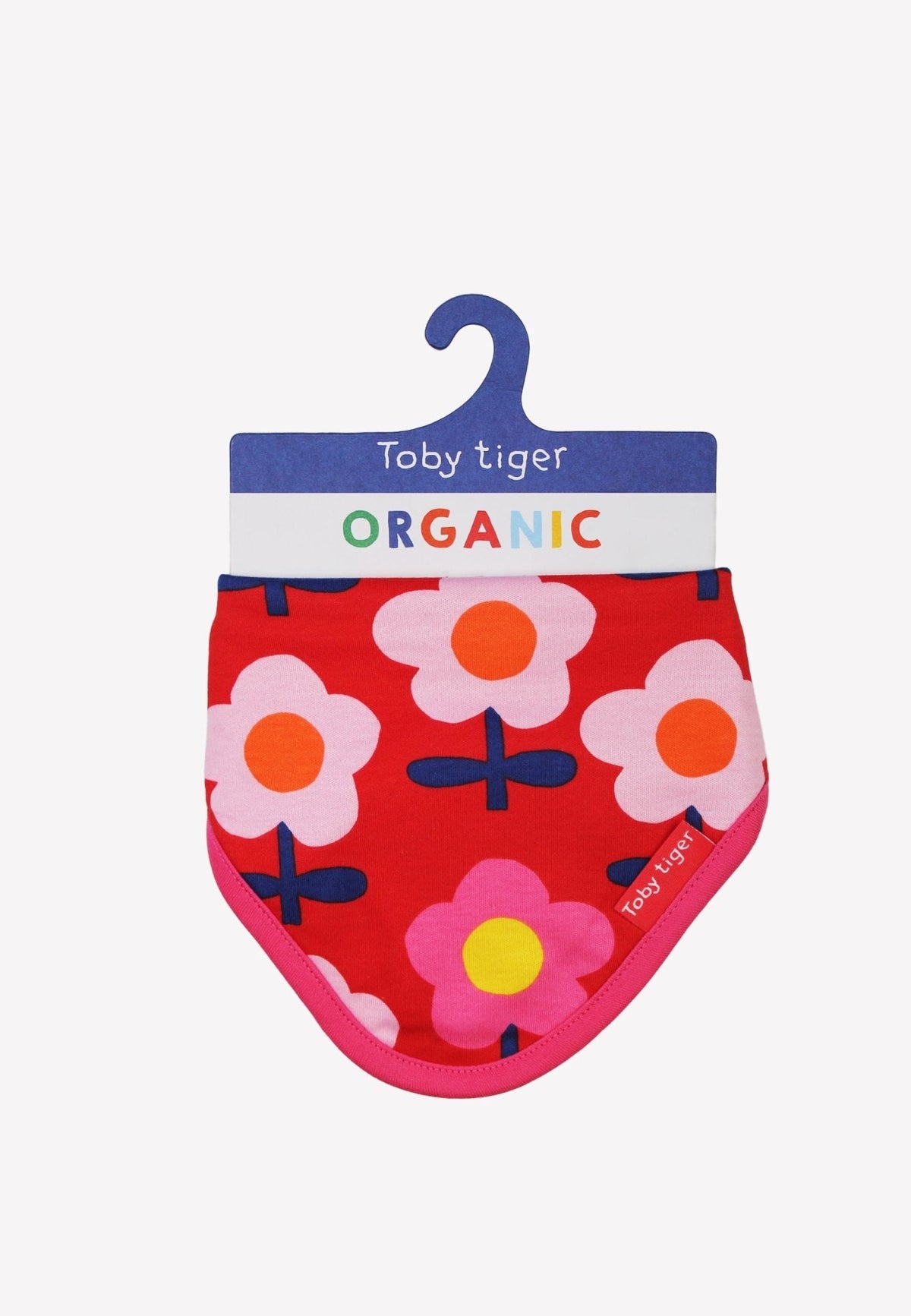 Toby Tiger Organic Pink Flower Print Dribble Bib