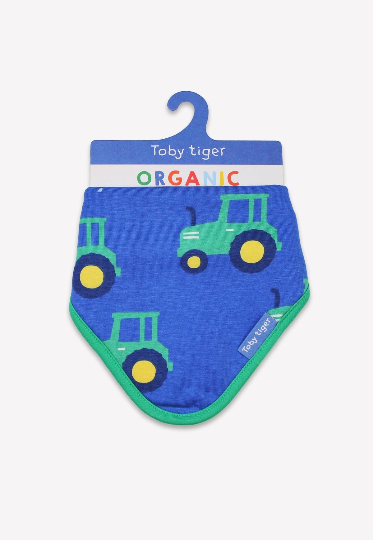 Toby Tiger Organic Hillside Tractor Print Dribble Bib