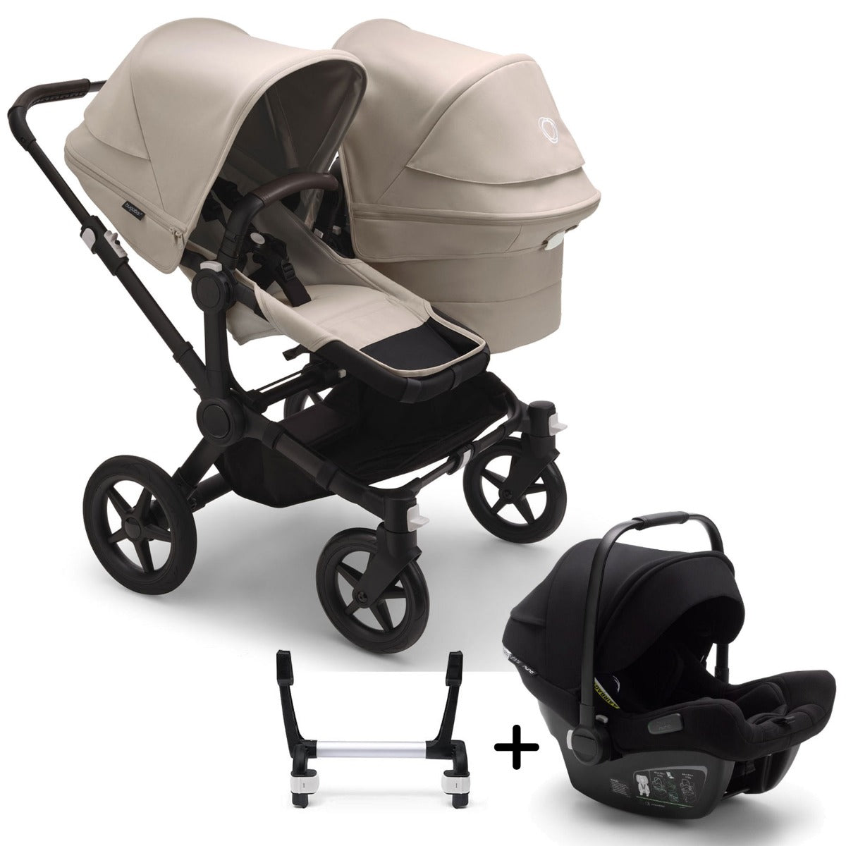 Bugaboo Donkey 5 Duo with Turtle Air Travel System - Black/Desert Taupe