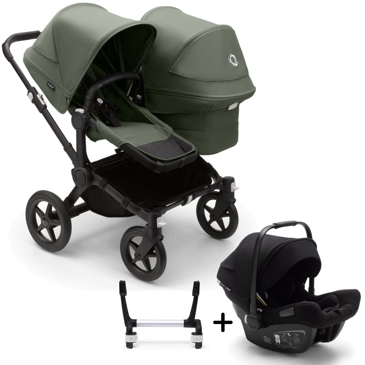 Bugaboo Donkey 5 Duo with Turtle Air Travel System - Black/Forest Green