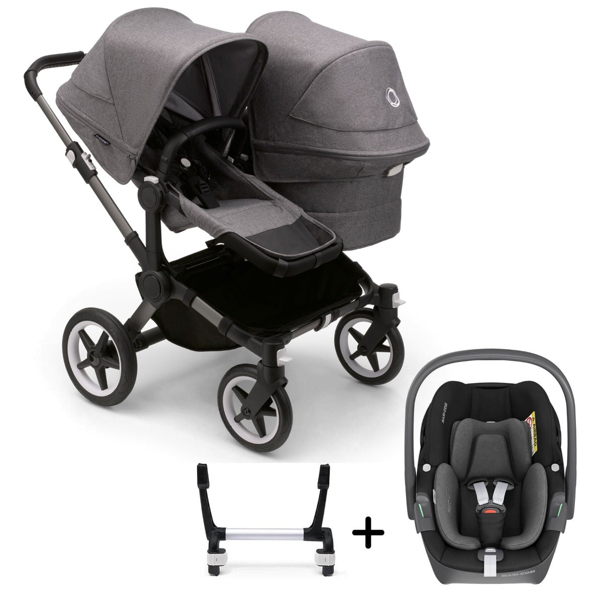 Bugaboo Donkey 5 Duo with Maxi-Cosi Pebble 360 Travel System - Graphite/Grey Melange