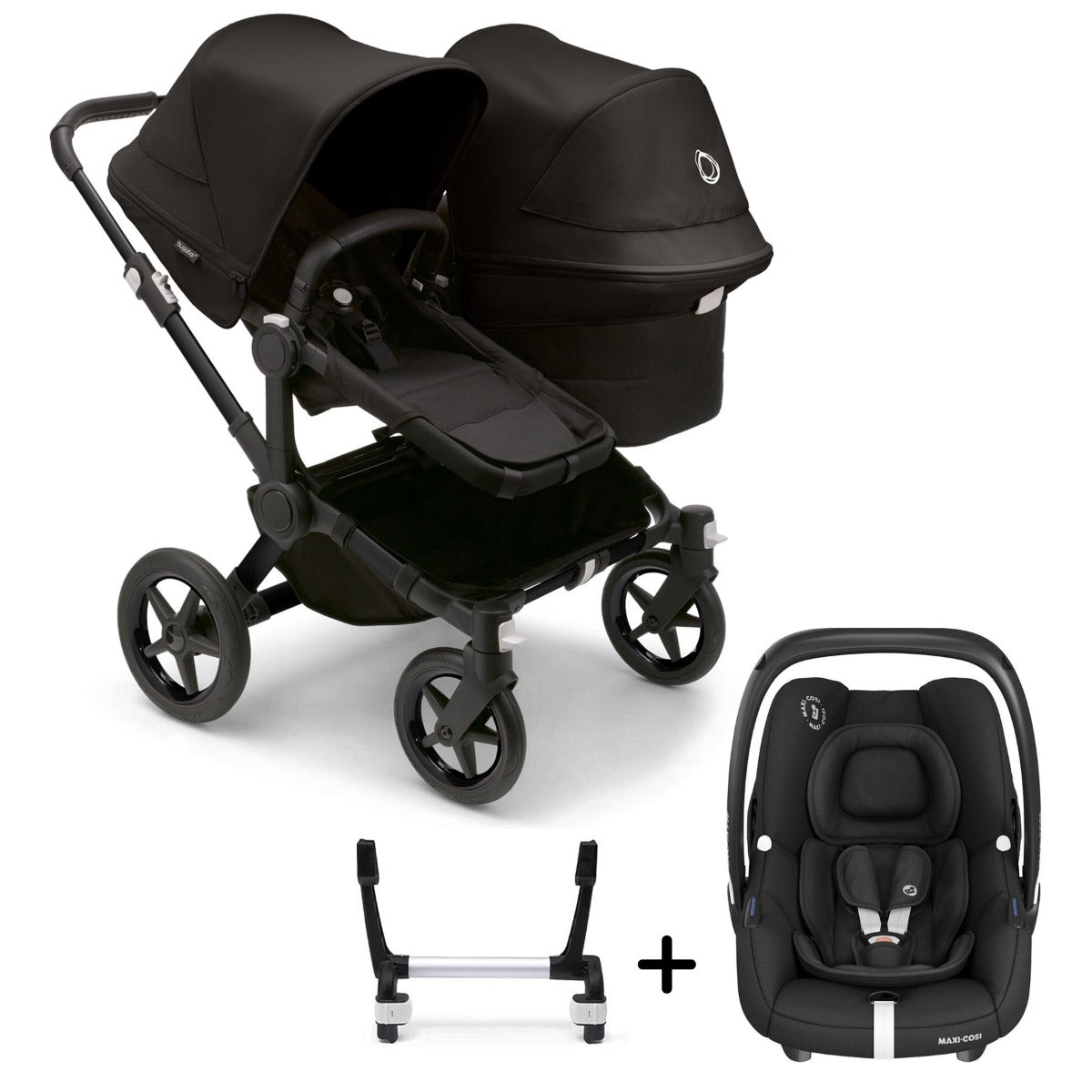 Bugaboo Donkey 5 Duo with Maxi-Cosi Cabriofix iSize Travel System - Black/Midnight Black