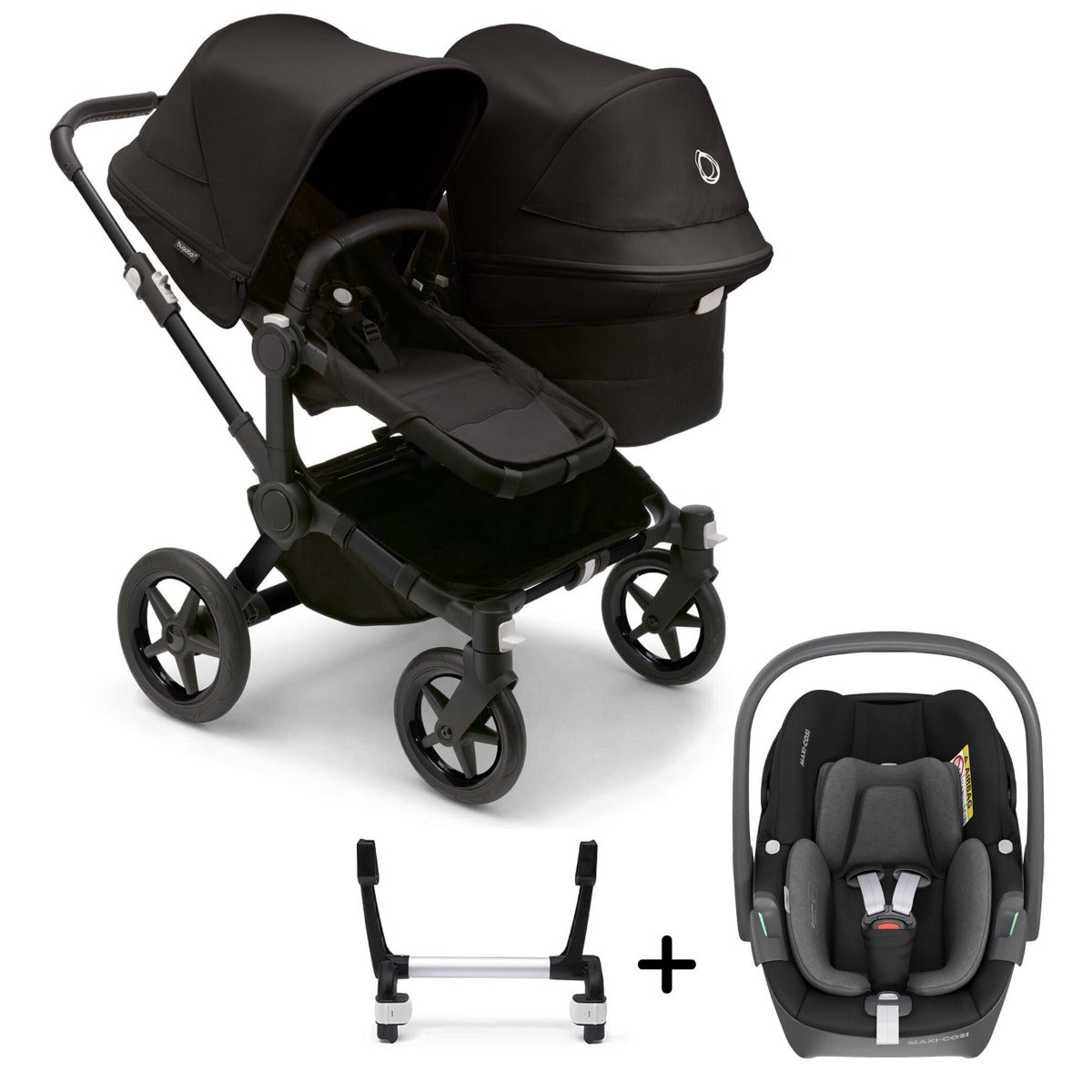 Bugaboo Donkey 5 Duo with Maxi-Cosi Pebble 360 Travel System - Black/Midnight Black
